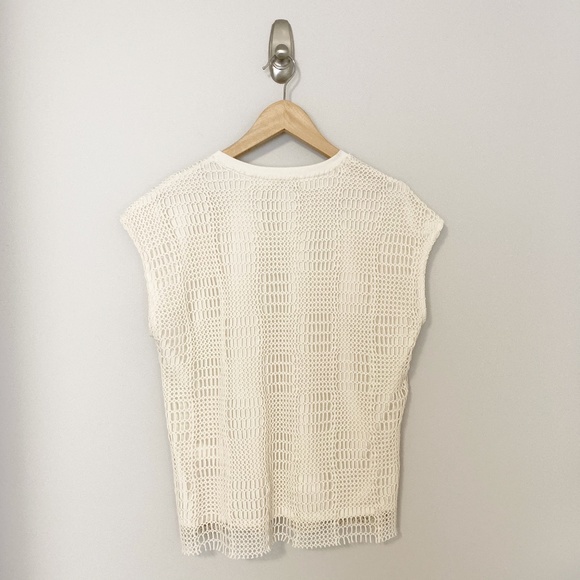 Zara Crochet Cream Sleeveless Blouse - Size M - Picture 3 of 6